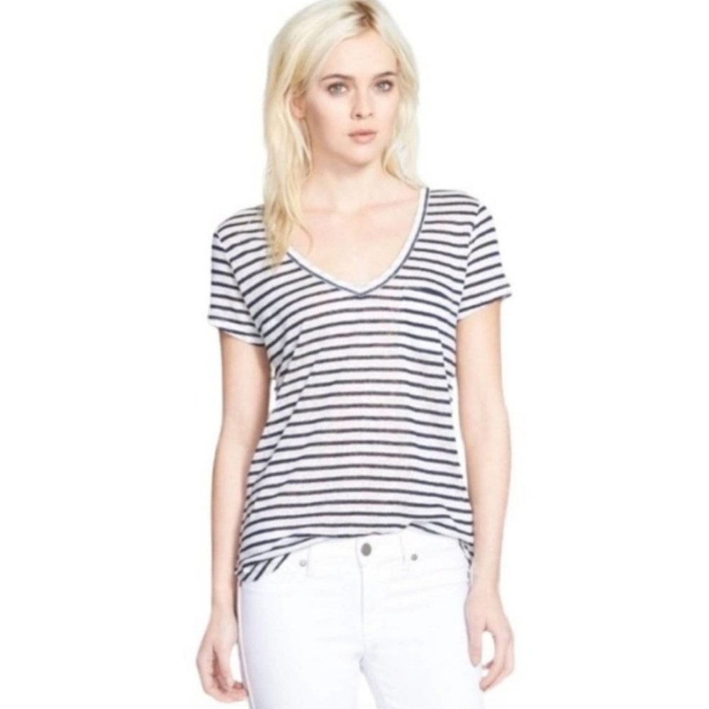 PAIGE V Neck Striped Tee Shirt